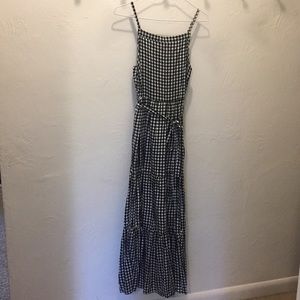 Tiered Black Gingham Maxi Dress Size XS